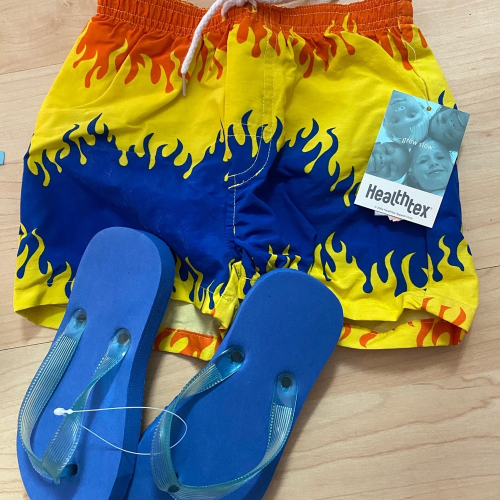 Healthtex baby boy swimming trunks w/ flip flops